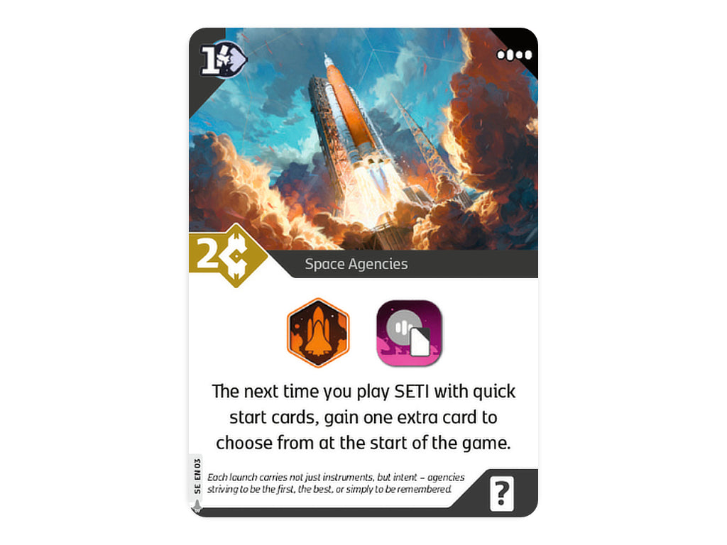 🎁 SETI – Space agencies promo card (100% off)